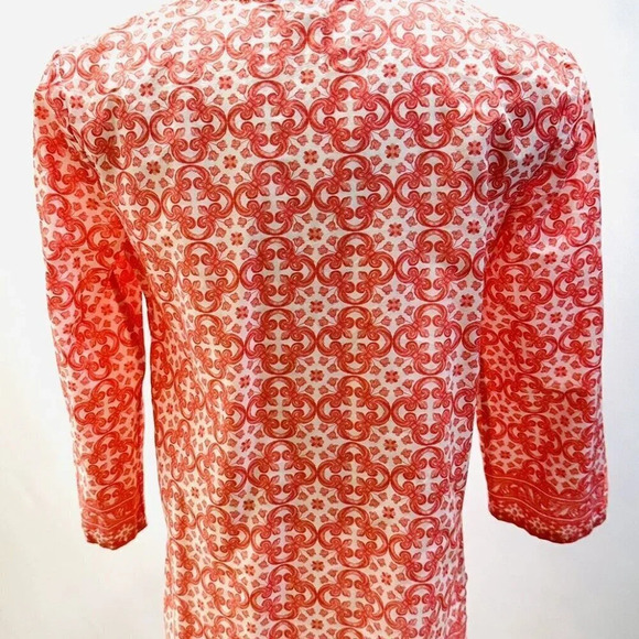 CHARTER CLUB Women Long Sleeve Pull Over V-Neck Beaded Orange Shirt Size Small - Picture 7 of 14